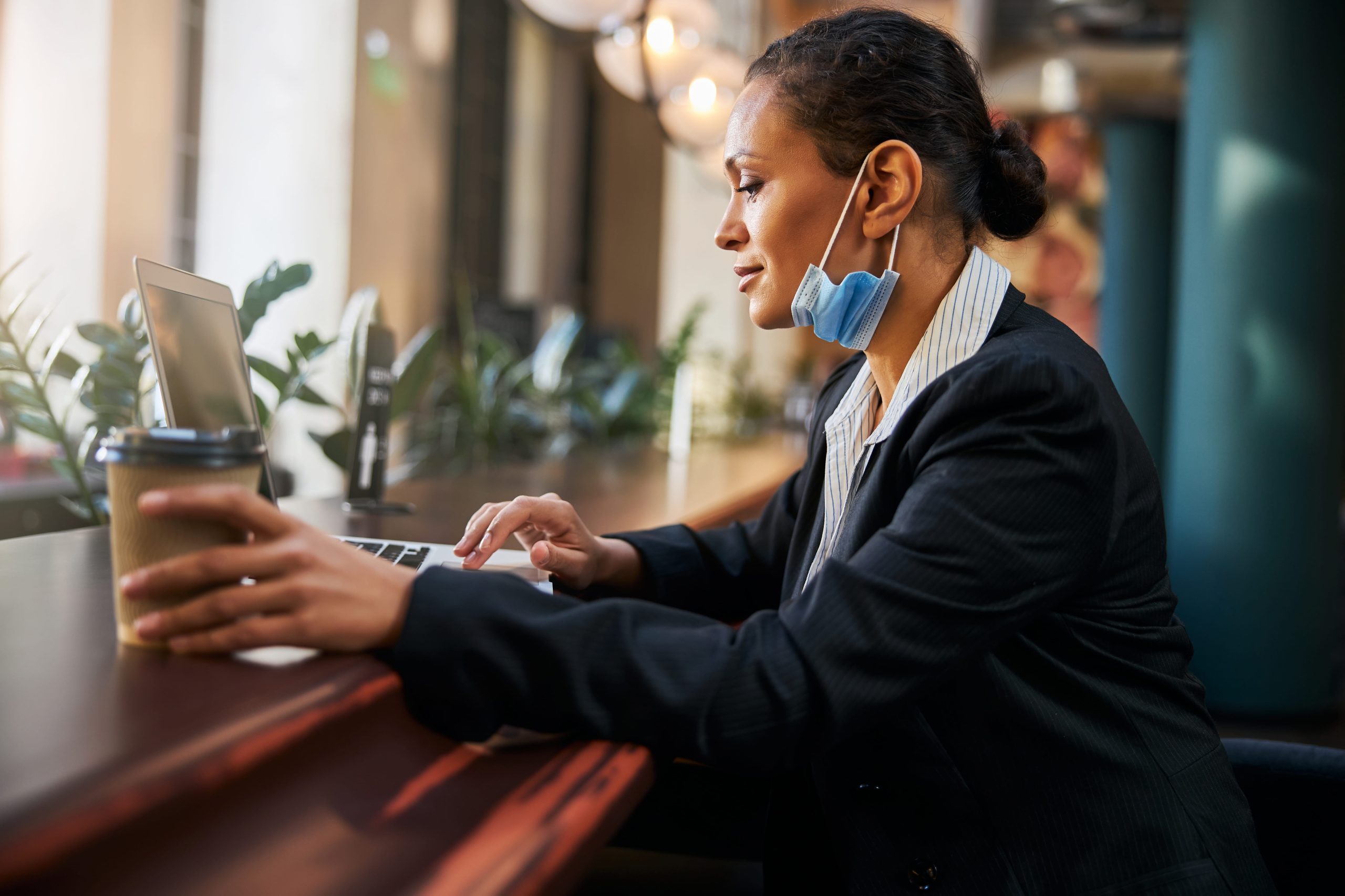 Woman working on laptop